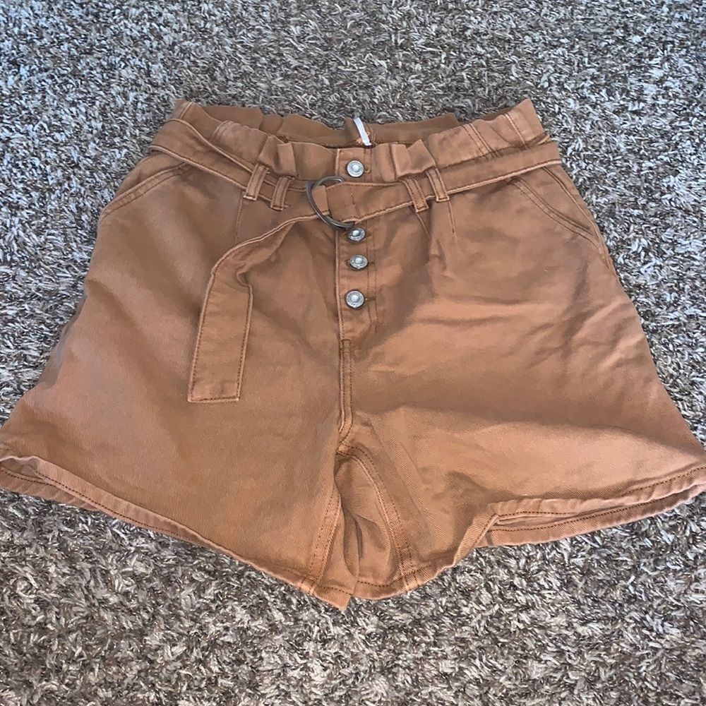 Free people brown high-rise shorts, size 6.